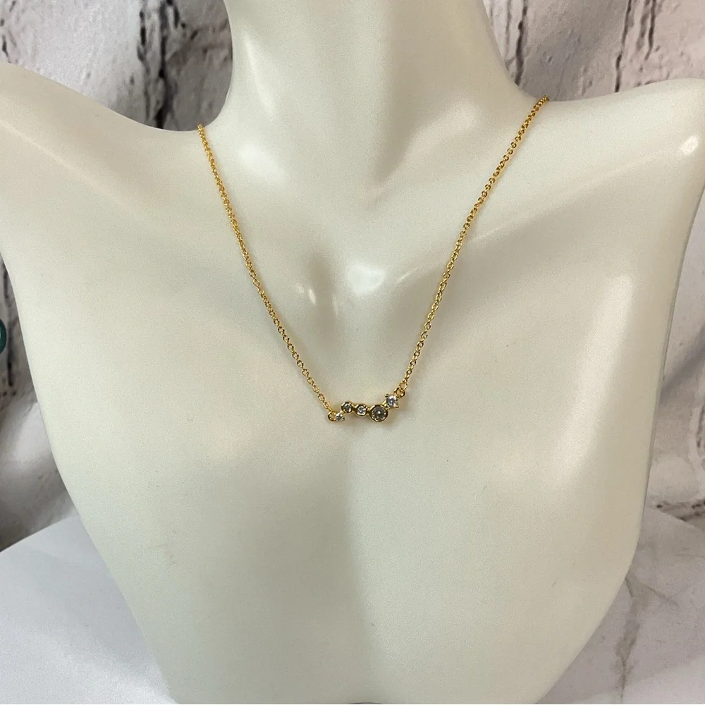 🌟🌟 14K Gold Plated Droplet Bar Diamond Necklace